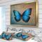 Designart - Blue Vintage Butterfly - Floral Art Framed Canvas Print